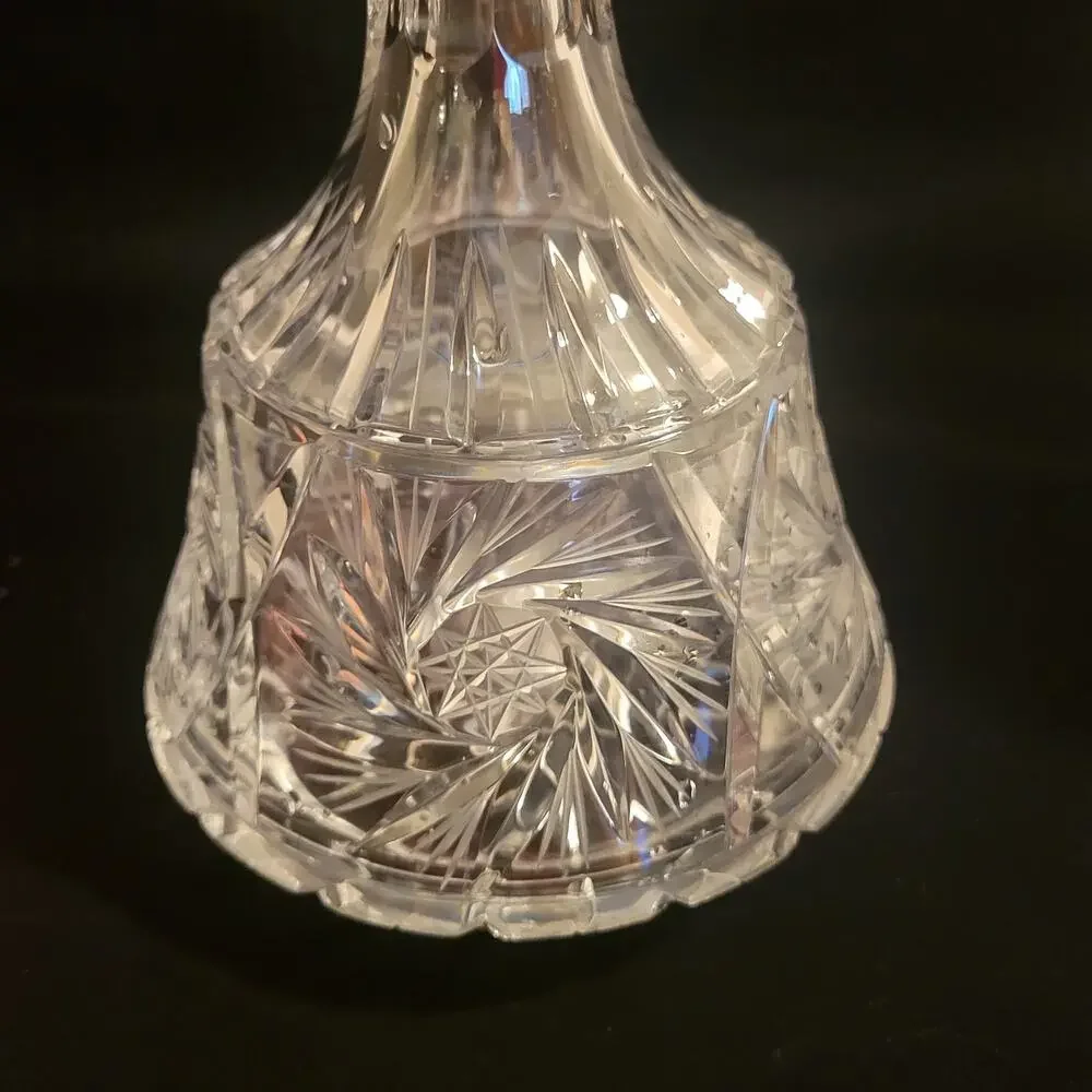 Vintage Rare Glass Crystal Decanter Carafe with stopper Floral Cut Bohemian